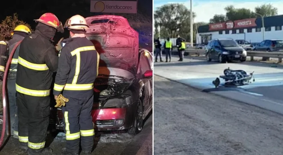 Fuego, choque y un joven con heridas graves en la Ruta 7 | Alerta Digital