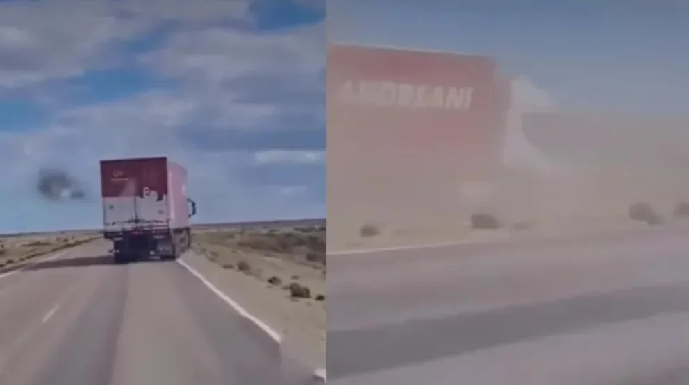 El camionero realizó una impactante maniobra en la Ruta 3. Foto: Captura de video