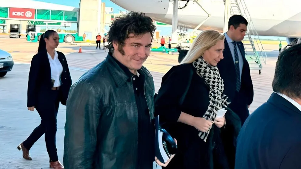 EL presidente Javier Milei cuando llegó a Noruega para asistir a la entrega del premio Nobel de la Paz a María Corina Machado. Foto: Archivo