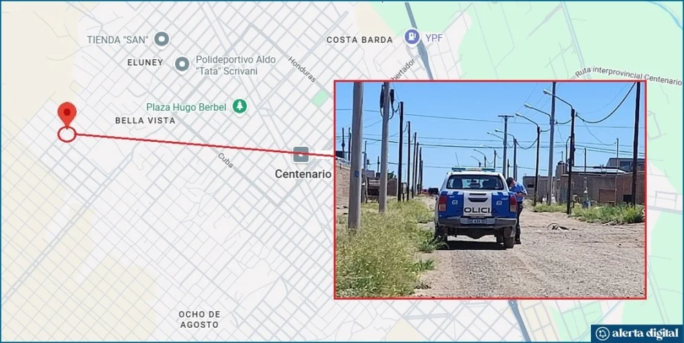 El autor del ataque fue demorado pocos minutos después por efectivos de la Comisaría 52 de Centenario. Foto: Google Maps/Policía
