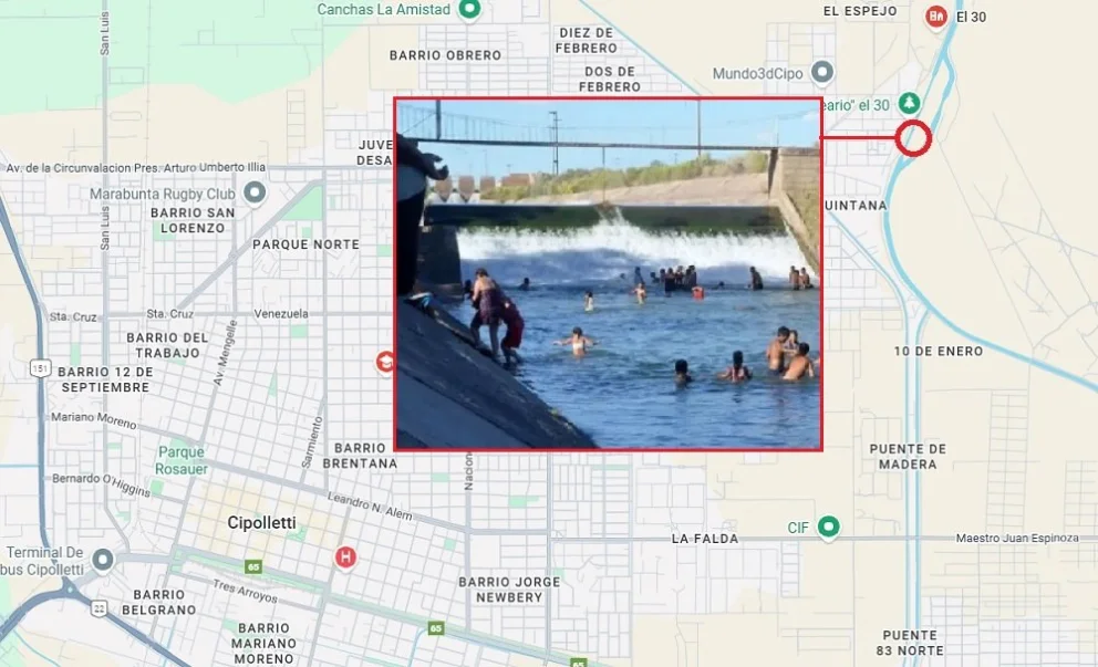 La zona de Cipolletti donde ocurrió la tragedia en las primeras horas de esta tarde. Foto: Google Maps/archivo