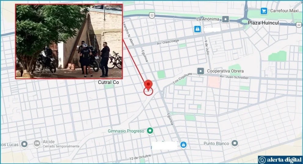 En la zona centro-sur de Cutral Co, el ataque a la mujer se produjo en el interior de una vivienda. Foto: Google Maps/Cutral Co Al Instante