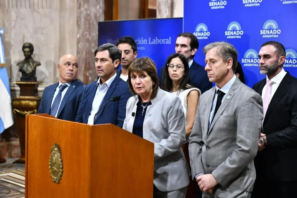 La senadora Patricia Bullrich en la conferencia de prensa brindada este martes. Foto: NA