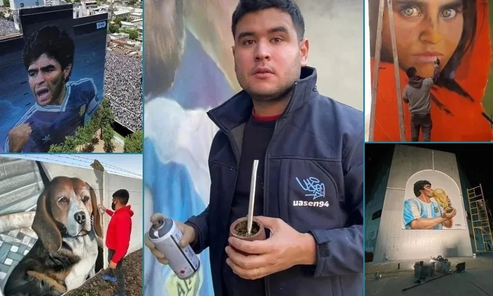 Conocido en las redes sociales con el seudónimo uasen94, no contó cómo nació esta virtuosidad y también, cómo es que un aerosol sobre la pared pasó del “vandalismo” a un rostro, una imagen que impacta desde un edificio. 