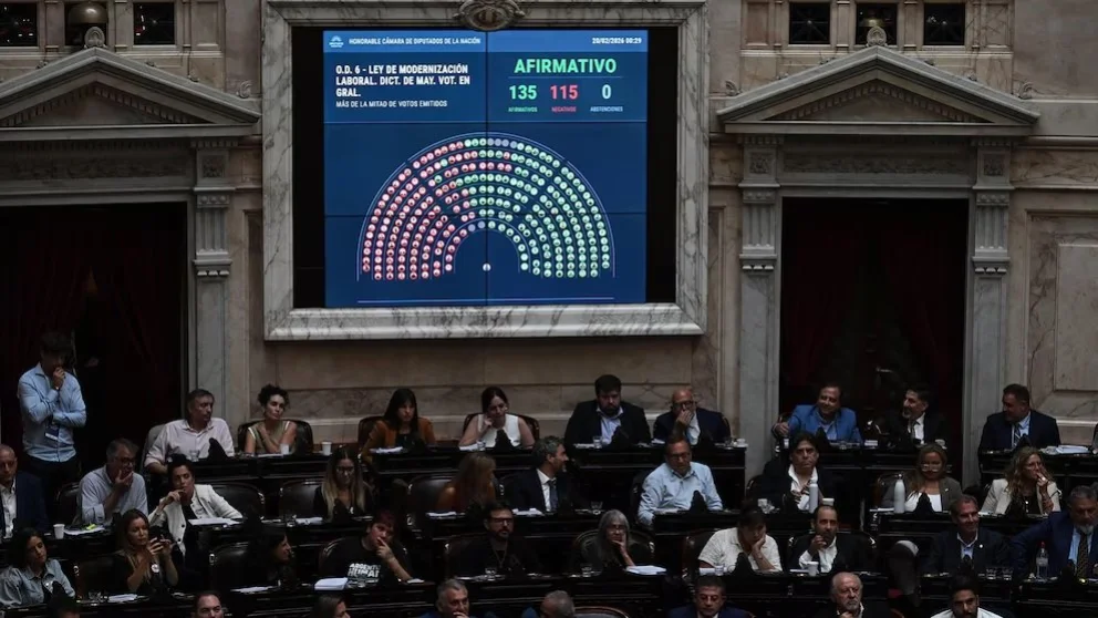 La aprobación fue de 135 votos afirmativos, 115 negativos y ninguna abstención, en general. Luego se procedió al análisis y voto de cada uno de los artículos. Foto: NA