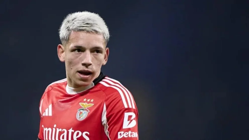 Gianluca Prestianni, delantero argentino de Benfica. Foto: Jose Manuel Alvarez Rey/Getty Images