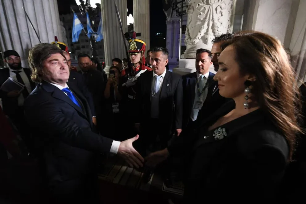 La tensión entre Javier Milei y Victoria Villarruel volvió a quedar expuesta tras la apertura de sesiones en el Congreso. Foto: Archivo