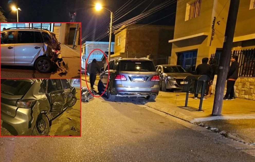 Alcoholizado, el sereno salió de la cochera en la lujosa camioneta y a las pocas cuadras impactó a una Suran y a un Peugeot 208. Fotos: gentileza
