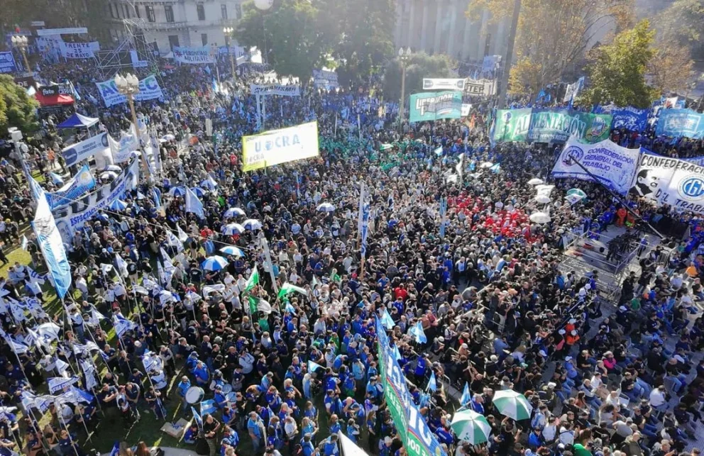 La masiva movilización de la CGT este jueves.