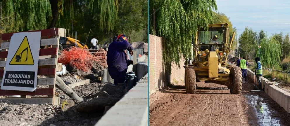 Se realizaron obras hidráulicas para luego asfaltar las 25 cuadras del sector. Fotos: Municipalidad de Neuquén. 