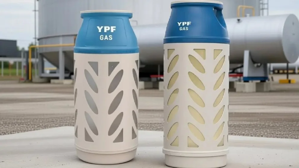 De plástico y con posibilidad de ver el contenido: así son las nuevas garrafas reciclables de YPF. Foto: gentileza.