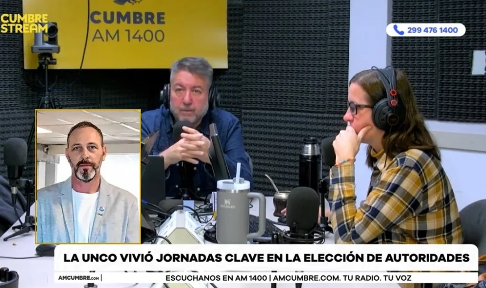 El flamante nuevo rector de la UNCo realizó declaraciones en el programa "Nada sucede dos veces", por AM Cumbre 1400. Foto: captura video Cumbre Stream