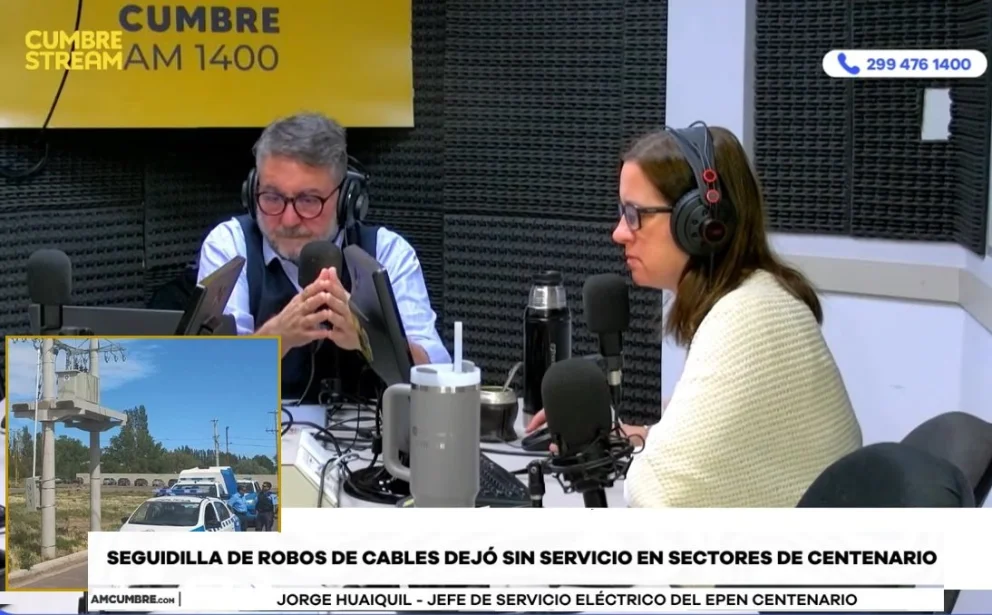 Los contínuos robos de cables de cobre de las líneas del EPEN en Centenario generan gran preocupación en esa ciudad. Entrevista en el programa "Nada sucede dos veces". Foto: captura video Cumbre Stream.