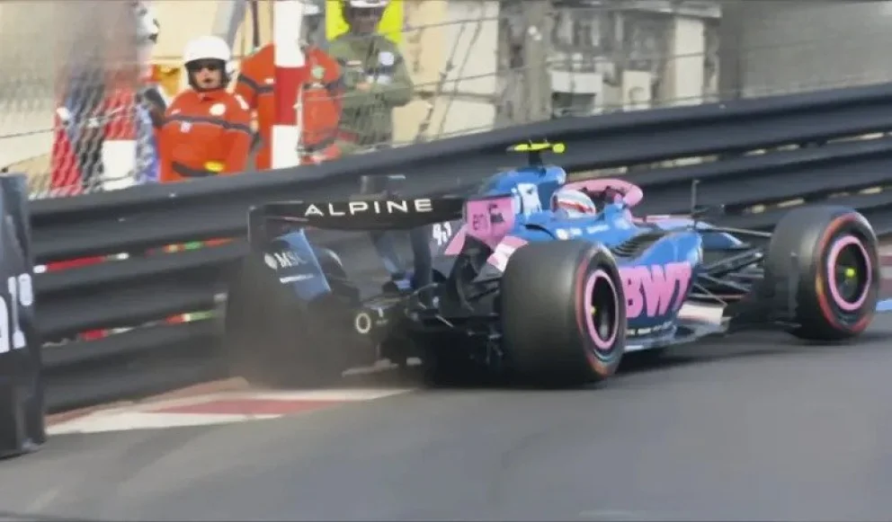 Colapinto contra las protecciones en el GP de Mónaco. Foto: captura