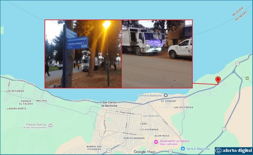 El sector de la ciudad de Bariloche donde se produjo el grave accidente. Fotos: Google Maps/gentileza