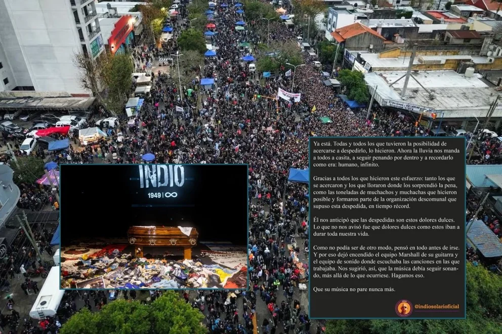 La masiva despedida de Indio Solaria durante todo el domingo y hasta las 5 de la mañana de este lunes. Fotos: gentileza