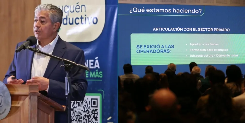 El mandatario neuquino presentó una serie de herramientas que apuntan a diversificar la producción, la generación de empleo y la economía provincial. Fotos: Neuquén Informa/X