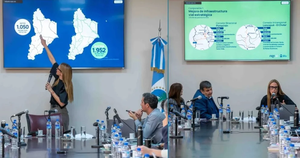 La ministra Tanya Bertoldi y su par de Economía, Guillermo Koenig, expusieron los detalles de la iniciativa ante los diputados provinciales. Fotos: Neuquén Informa
