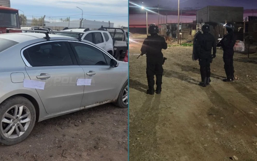 Los operativos ordenados por la Justicia neuquina se realizaron en cuatro domicilios de dos sectores del barrio Parque Industrial. Fotos: Policía del Neuquén