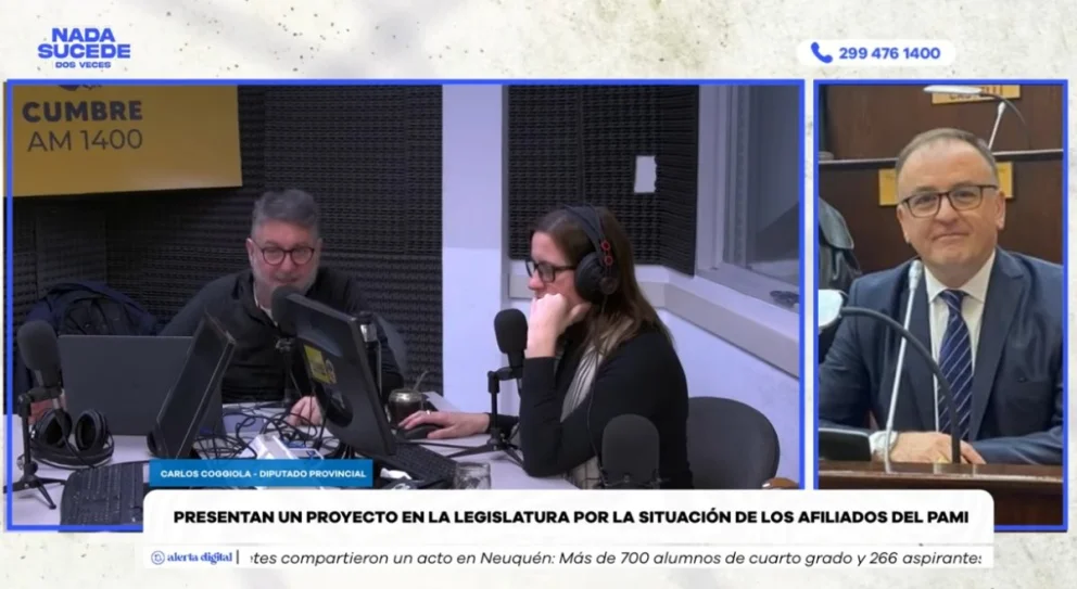 El diputado Carlos Coggiola (Neuquén Federal) analizó la crítica situación en una entrevista realizada en el programa "Nada sucede dos veces", por AM Cumbre 1400. Foto: captura de video Cumbre Stream