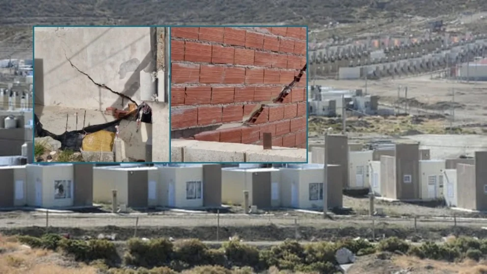 Los vecinos acudieron a la justicia para reclamar por el estado de las viviendas entregadas por la provincia del Chubut. Fotos: gentileza