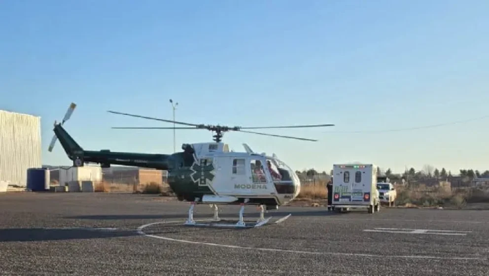 El vuelo sanitario que trasladó al trabajador. Foto: gentileza.