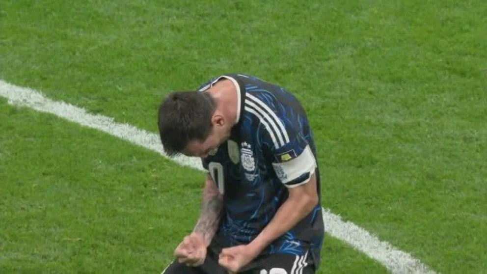 El festejo de Lionel Messi.