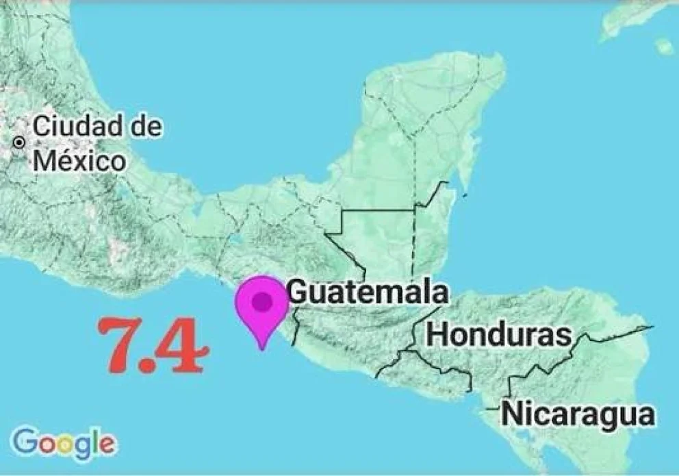 Sismo de 7.4 se registra en el Pacífico cerca de la frontera de Guatemala con México. Foto: gentileza.