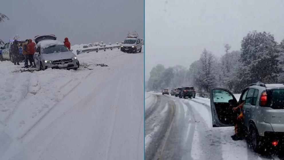 Muchos vehículos varados por el temporal y la nieve acumulada llevaron a Vialidad Nacional a realizar el corte preventivo en la tarde de este viernes. Fotos: gentileza