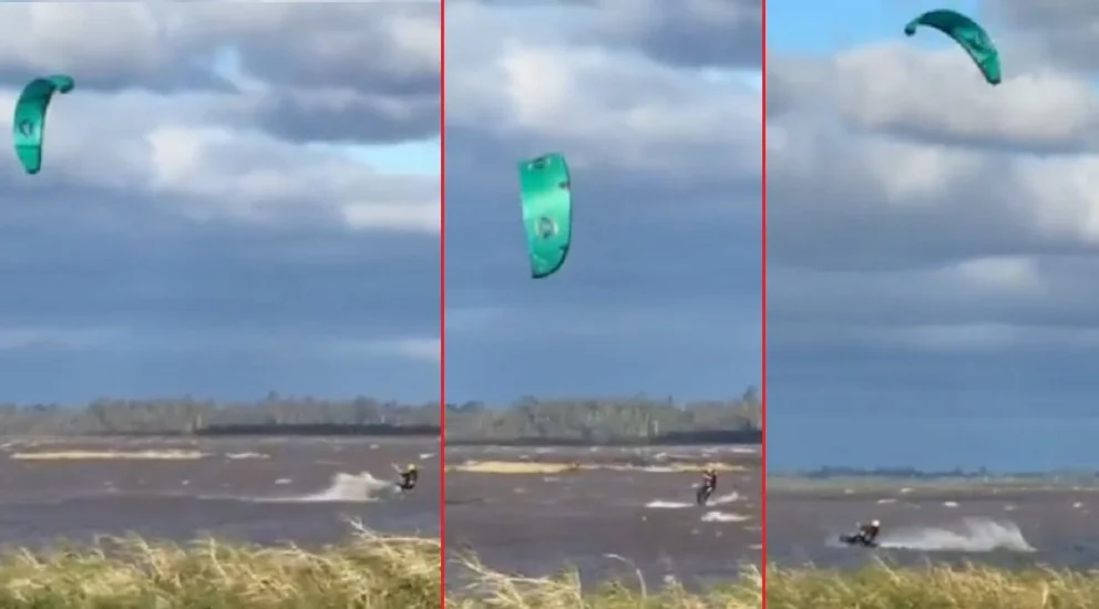 El video registró el momento en que el instructor se precipitó fuertemente contra el agua. Foto: captura de video