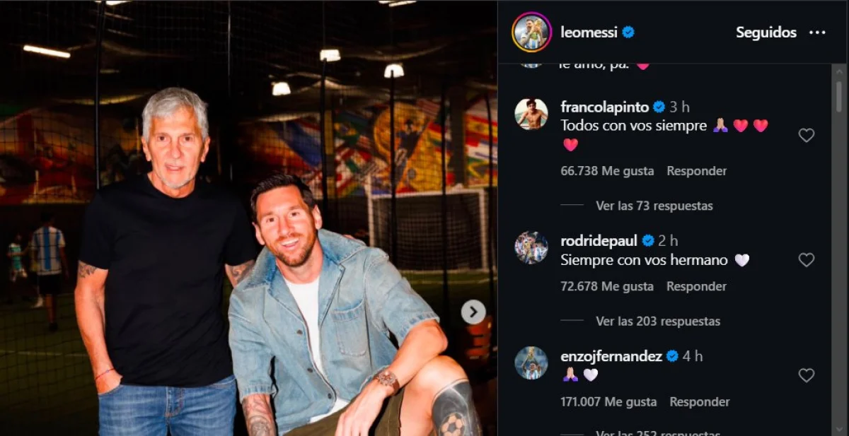 Posteo de Instagram de Leo Messi en honor a su padre fallecido