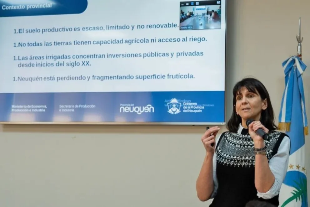 Se explicó que la iniciativa busca ordenar el uso del territorio y poner un freno a la pérdida de superficie irrigada con aptitud agrícola, un recurso que la propia iniciativa describe como escaso, limitado y no renovable. Foto: Neuquén Informa