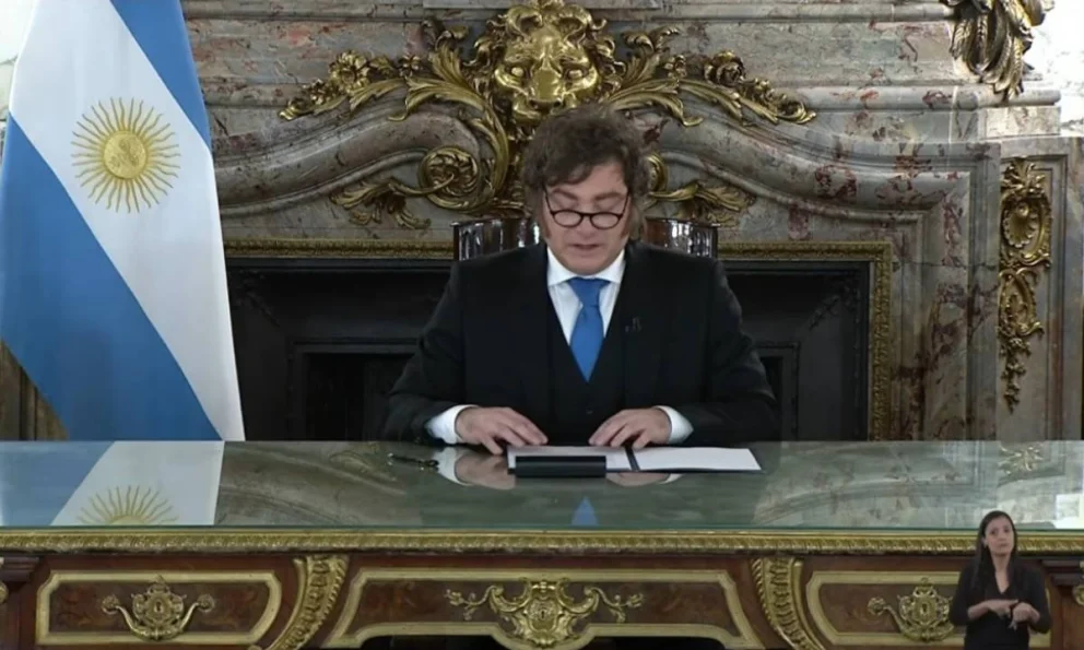 Javier Milei este jueves en cadena nacional.