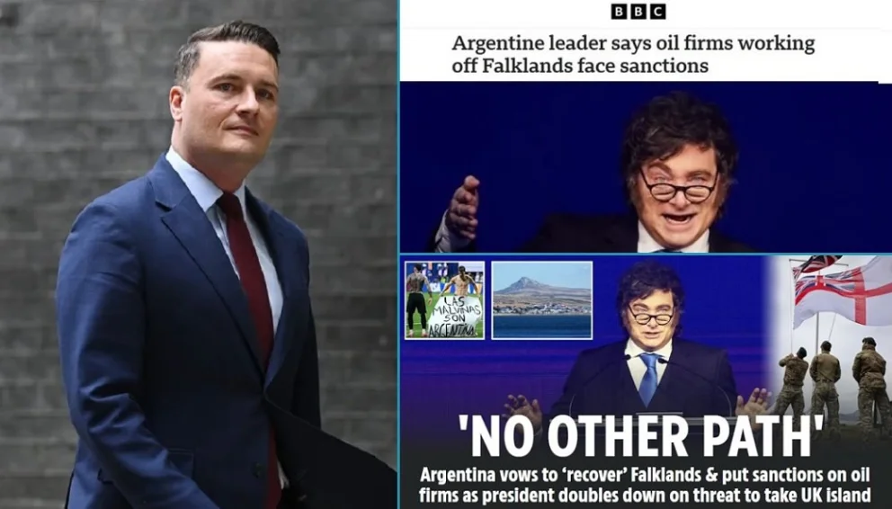 El secretario de Defensa del Reino Unido, Wes Streeting respondió a los dichos del presidente Javier Milei y los medios también incluyeron el tema. Fotos: captura de pantalla