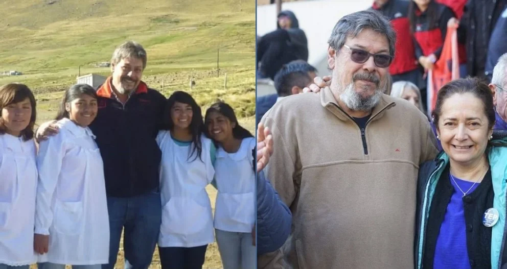 Vanrell con alumnas que luego se transformaron en docentes de la escuela rural y con la actual secretaria general de ATEN, Fany Mansilla. Fotos: Facebook