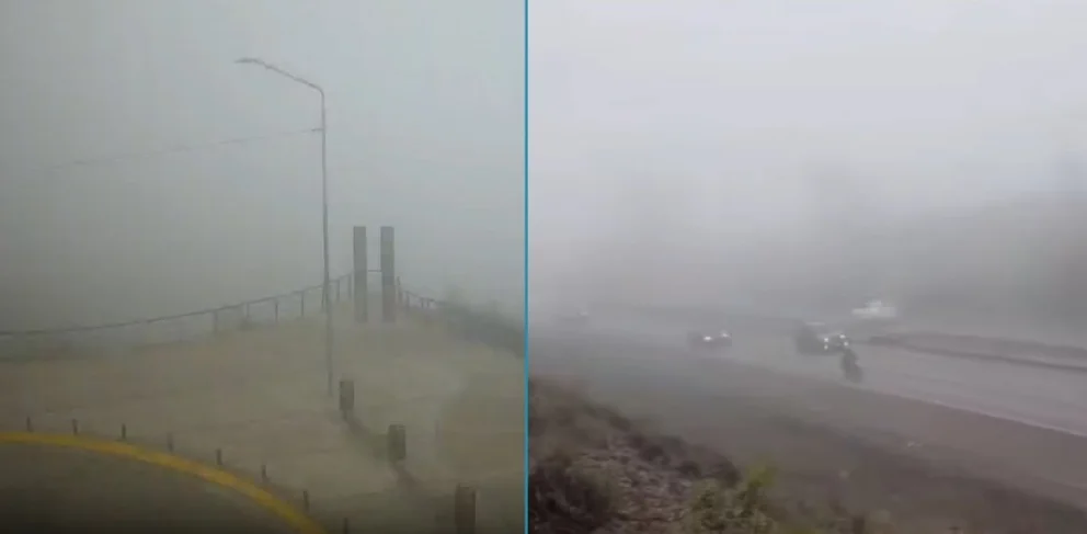 Una densa niebla cubre a todo el Alto Valle de Neuquén y Río Negro en la mañana de este viernes. 