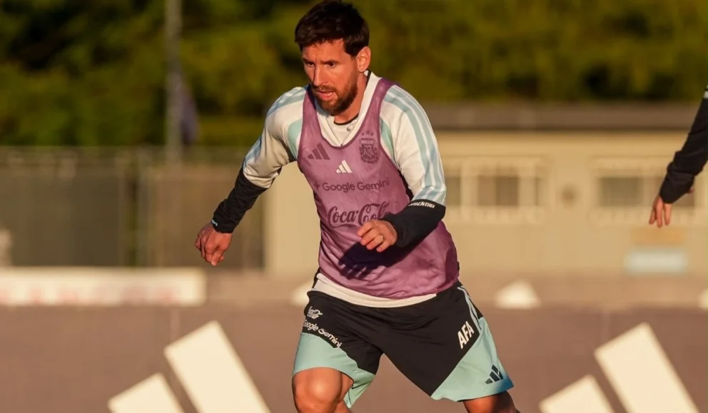 Lionel Messi en su último entrenamiento con la Selección Argentina. Foto: @leomessi