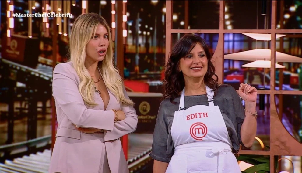 Wanda Nara enfrentó a Edith Hermida en MasterChef Celebrity por las críticas sobre los hijos de Maxi López. (Foto: telefe)