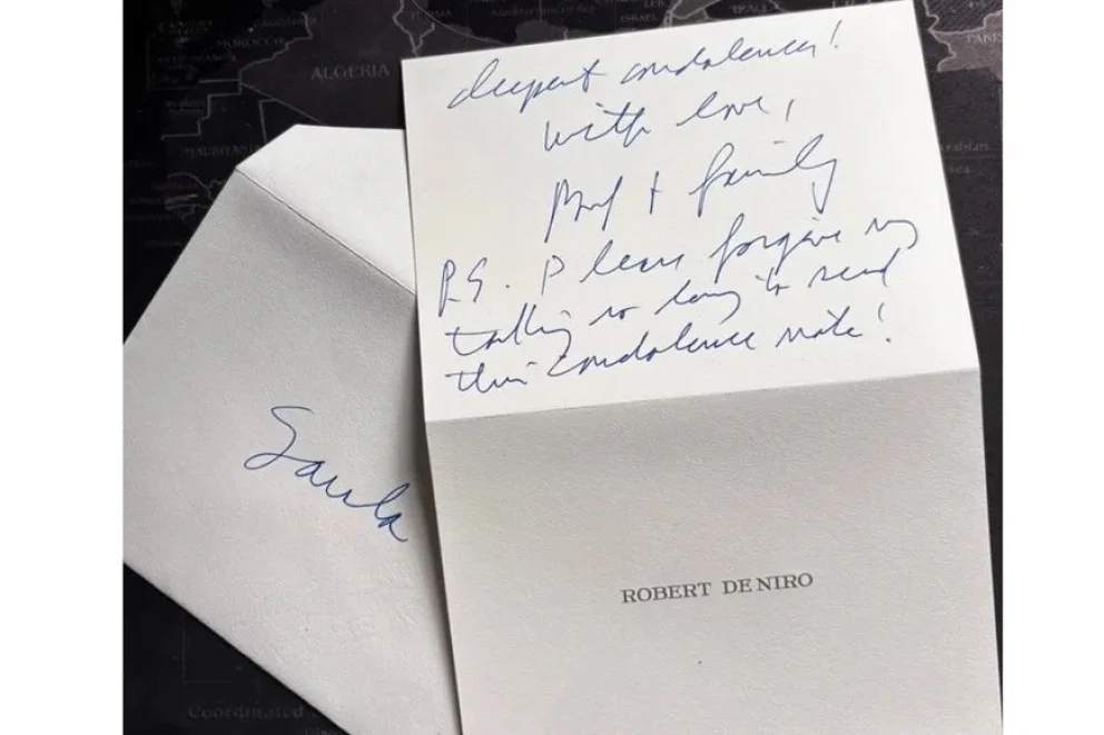 La carta despedida y escrita a mano de Robert de Niro para Luis Brandoni