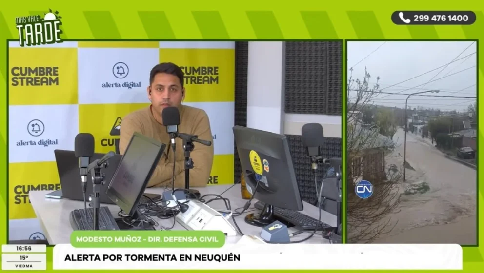 El titular de Defensa Civil de Añelo realizó declaraciones en el programa "Más vale tarde", por AM Cumbre 1400. Foto: captura de video Cumbre Stream.
