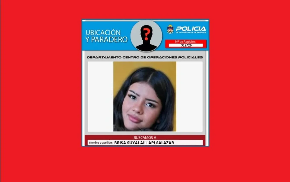La denuncia de la desaparición se radicó en la Comisaría 52 de Centenario, el pasado martes 20 de octubre. Foto: Policía del Neuquén