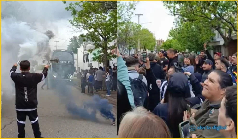Los hinchas de Cipolletti despidieron al plantel en su partida rumbo a Córdoba. Foto: AM Cumbre