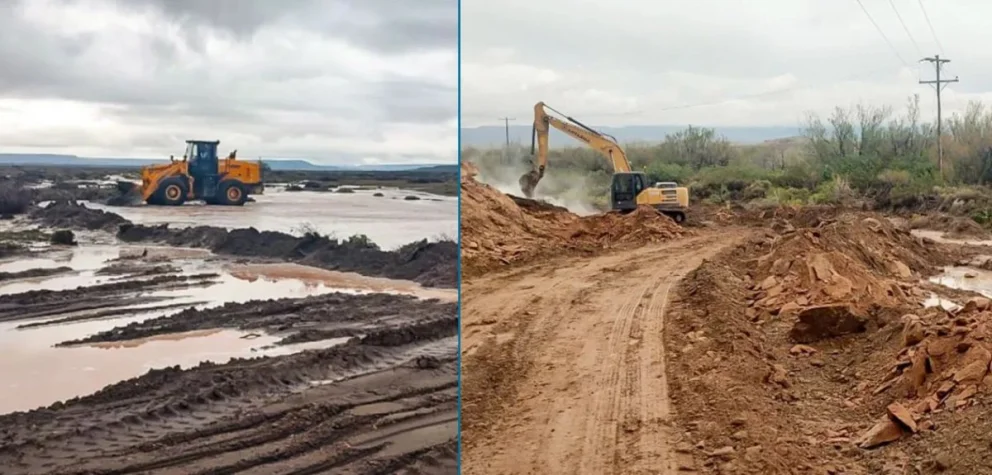 Un importante despliegue de maquinarias se observa en estos días en las distintas zonas de la provincia del Neuquén que fueron afectadas por las intensas lluvias. Fotos: Neuquén Informa