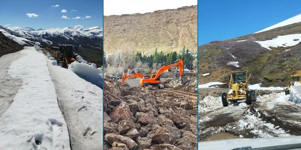 Una mejora en el tiempo permite que se lleven a cabo intensos trabajos en varias localidades de la provincia del Neuquén y en el paso internacional Pichachén. Fotos: Neuquén Informa/gentileza